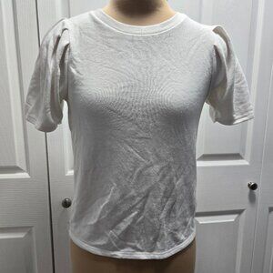Forever 21 White Puffed Short Sleeve Shirt Small